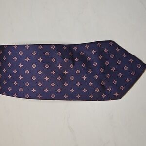 Vintage 1990s Talbots For Nordstrom Navy and Pink Patterned Men's Tie